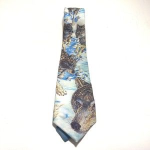 Vintage Original 1991 Ralph Marlin Wolf Neck Tie Wolves in snow Blaine Heilman